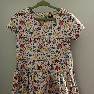 Tea collection dress with forrest animal print